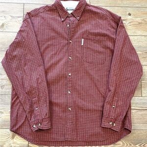 Columbia Button-Down Shirt Men's XXL Red Plaid Cotton Long Sleeve Outdoor Casual